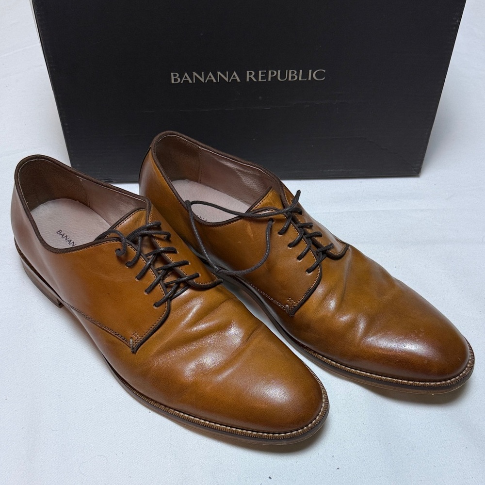 Banana Republic Mens Jeremy Italian Leather Oxford Size 11 - Tan